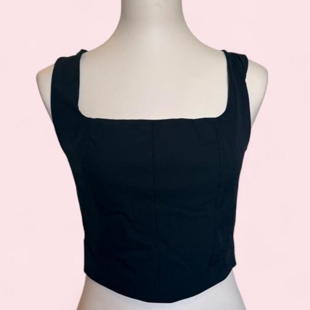 House of Harlow 1960 Black Square Neck Corset Top — Size M